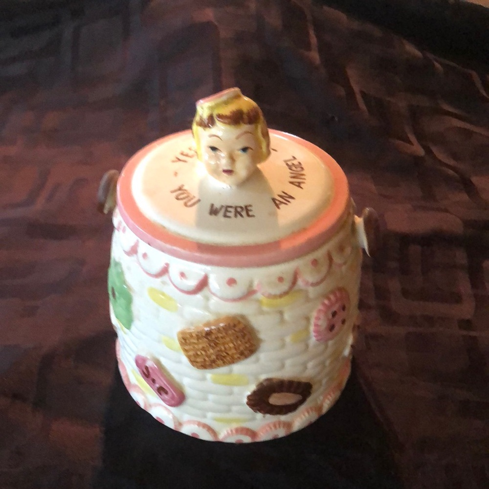 Vintage Ceramic Cookie Jar with Lid